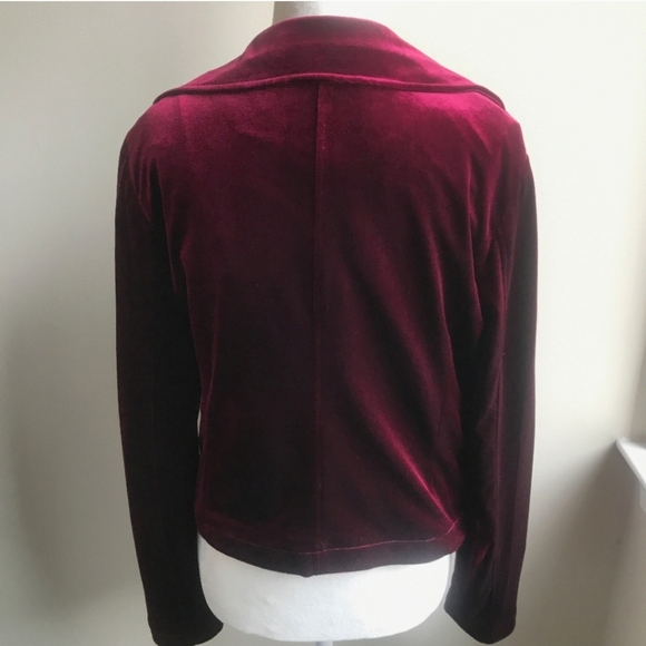 Badgley Mischka Burgundy Velvet Moto Jacket Small - Picture 10 of 12